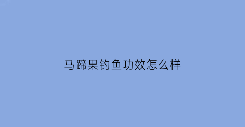 马蹄果钓鱼功效怎么样(马蹄做的鱼饵是什么片子)