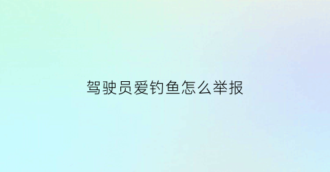 “驾驶员爱钓鱼怎么举报(司机钓鱼是什么意思)