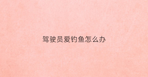 驾驶员爱钓鱼怎么办(驾驶员爱钓鱼怎么办啊)