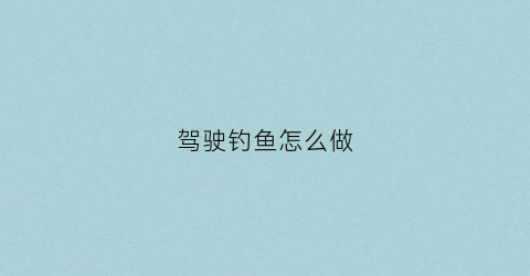 驾驶钓鱼怎么做(钓鱼车辆)