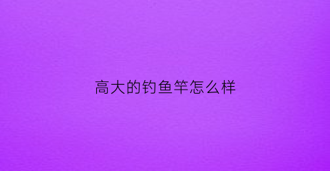 高大的钓鱼竿怎么样(高大的钓鱼竿怎么样好用吗)