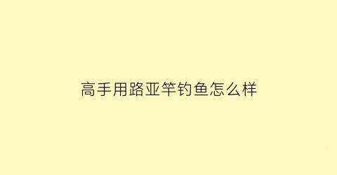 高手用路亚竿钓鱼怎么样(钓鱼用路亚杆儿怎么用)