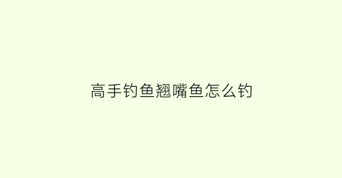 高手钓鱼翘嘴鱼怎么钓(高手钓鱼翘嘴鱼怎么钓视频)