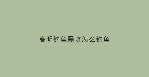 高明钓鱼黑坑怎么钓鱼(高明钓鱼黑坑怎么钓鱼的)