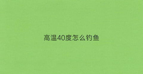 “高温40度怎么钓鱼(高温40度怎么钓鱼最好)