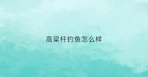 高粱杆钓鱼怎么样