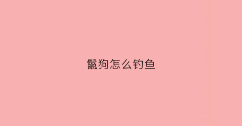 鬣狗怎么钓鱼