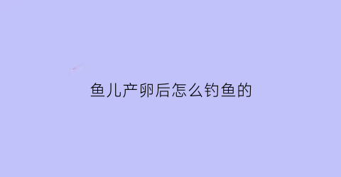 鱼儿产卵后怎么钓鱼的