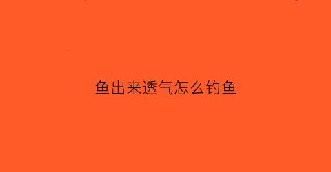 鱼出来透气怎么钓鱼(鱼出水透气)