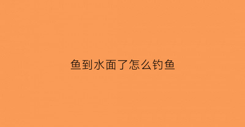 鱼到水面了怎么钓鱼