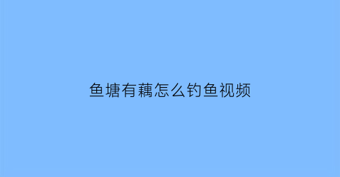 “鱼塘有藕怎么钓鱼视频(野钓藕塘)