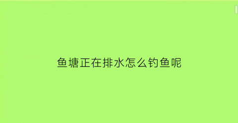 鱼塘正在排水怎么钓鱼呢