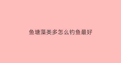 “鱼塘藻类多怎么钓鱼最好(鱼塘水藻多要清理吗)