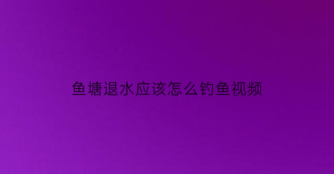 鱼塘退水应该怎么钓鱼视频