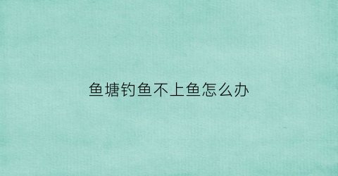 “鱼塘钓鱼不上鱼怎么办(鱼塘钓不到鱼怎么办)