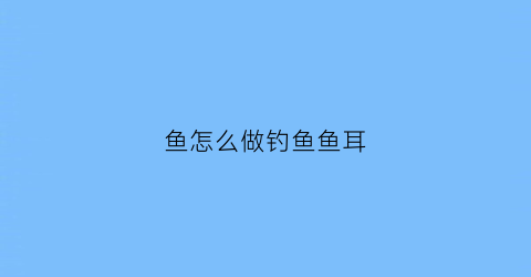 “鱼怎么做钓鱼鱼耳(钓鱼鱼耳放到底还是怎样)