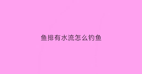 鱼排有水流怎么钓鱼(鱼排有水流怎么钓鱼好)