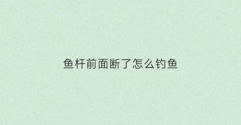 鱼杆前面断了怎么钓鱼(钓鱼杆前杆断了怎么折下来换新杆)