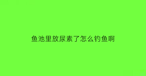 鱼池里放尿素了怎么钓鱼啊(尿素可以给鱼池追肥吗)
