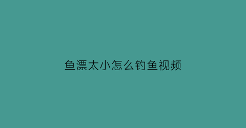 鱼漂太小怎么钓鱼视频(鱼漂太小怎么钓鱼视频教程)