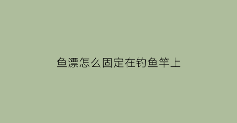 鱼漂怎么固定在钓鱼竿上(鱼漂怎么固定在钓鱼竿上呢)