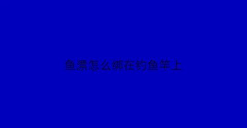 鱼漂怎么绑在钓鱼竿上(鱼漂怎么绑到鱼线上)