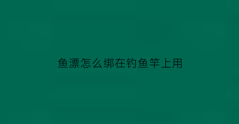 “鱼漂怎么绑在钓鱼竿上用(鱼漂怎么绑在钓鱼竿上用线)