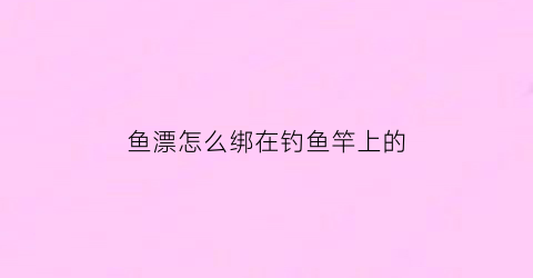 鱼漂怎么绑在钓鱼竿上的(钓鱼的鱼漂怎么绑视频)