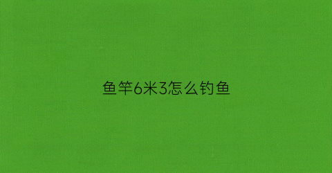 “鱼竿6米3怎么钓鱼(6米3鱼竿调几钓几)