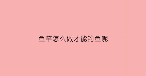 鱼竿怎么做才能钓鱼呢