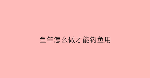 鱼竿怎么做才能钓鱼用(鱼竿怎么做才能钓鱼用什么饵料)