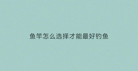 “鱼竿怎么选择才能最好钓鱼(鱼竿怎么选择才能最好钓鱼用)