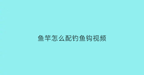 鱼竿怎么配钓鱼钩视频(钓鱼竿怎么配钓鱼线)