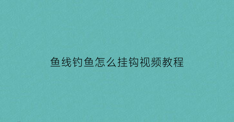 “鱼线钓鱼怎么挂钩视频教程(鱼线钓鱼怎么挂钩视频教程大全)