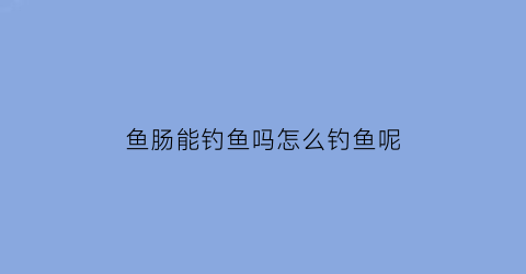 鱼肠能钓鱼吗怎么钓鱼呢