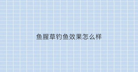 鱼腥草钓鱼效果怎么样(鱼腥草饵料)