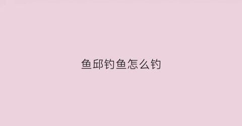 鱼邱钓鱼怎么钓(钓鱼邱引怎么挂)