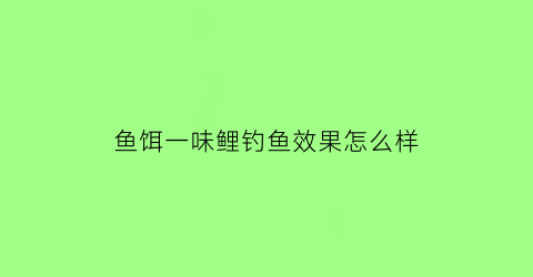 鱼饵一味鲤钓鱼效果怎么样(一味鲤饵料)