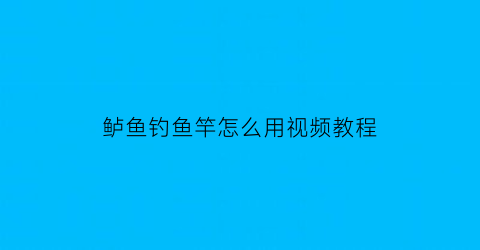 鲈鱼钓鱼竿怎么用视频教程(鲈钓竿的选择)