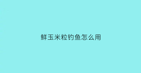 鲜玉米粒钓鱼怎么用(鲜玉米粒钓鱼怎么样)