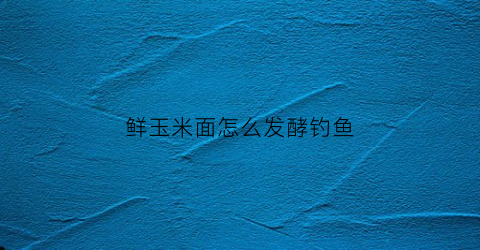 鲜玉米面怎么发酵钓鱼(新鲜玉米面)