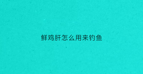 鲜鸡肝怎么用来钓鱼(鸡肝可以直接钓鱼吗)