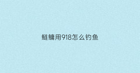 “鲢鳙用918怎么钓鱼(钓鲢鳙用19调性鱼竿怎样)