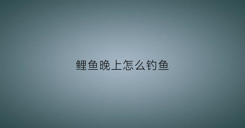 鲤鱼晚上怎么钓鱼