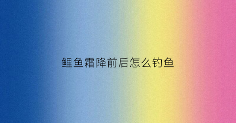 鲤鱼霜降前后怎么钓鱼(霜降钓鲤鱼吃食吗)