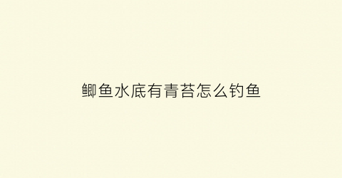 鲫鱼水底有青苔怎么钓鱼(野钓水底有青苔怎么办)