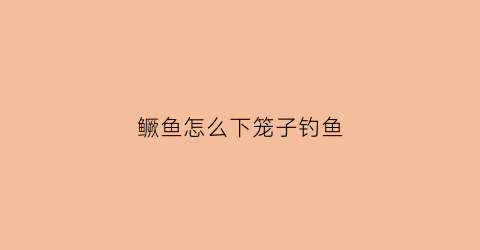 鳜鱼怎么下笼子钓鱼(鳜鱼怎么打窝)