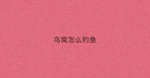 鸟窝怎么钓鱼(鸟窝的窝怎么做)