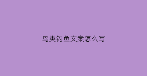 鸟类钓鱼文案怎么写(玩鸟钓鱼的谚语)
