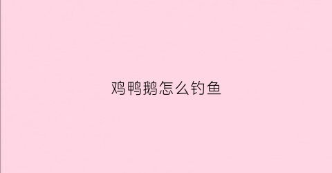 鸡鸭鹅怎么钓鱼